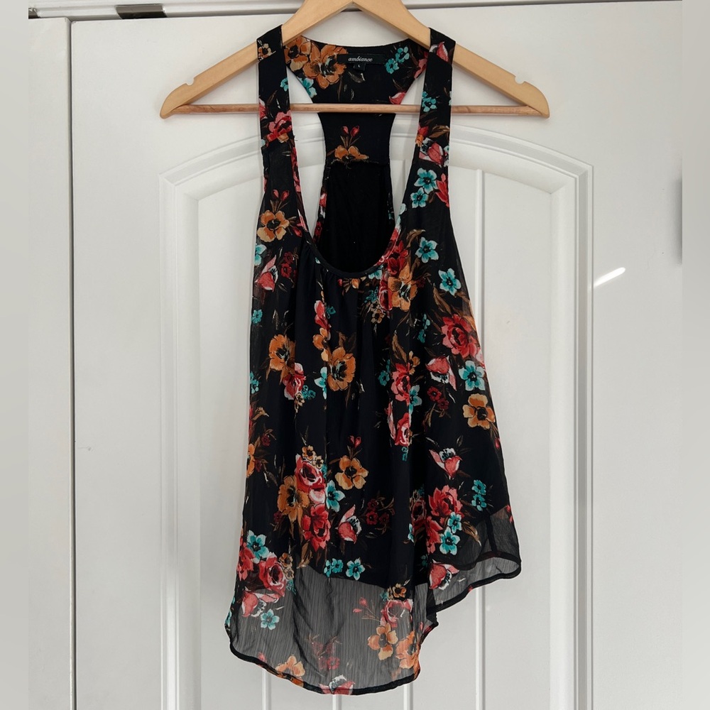 Ambiance Floral Tank Top - Black and Multicolor